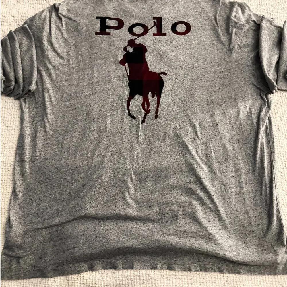 Polo Ralph Lauren XXL Long Sleeve T-Shirt Grey Back Graphic Classic Fit